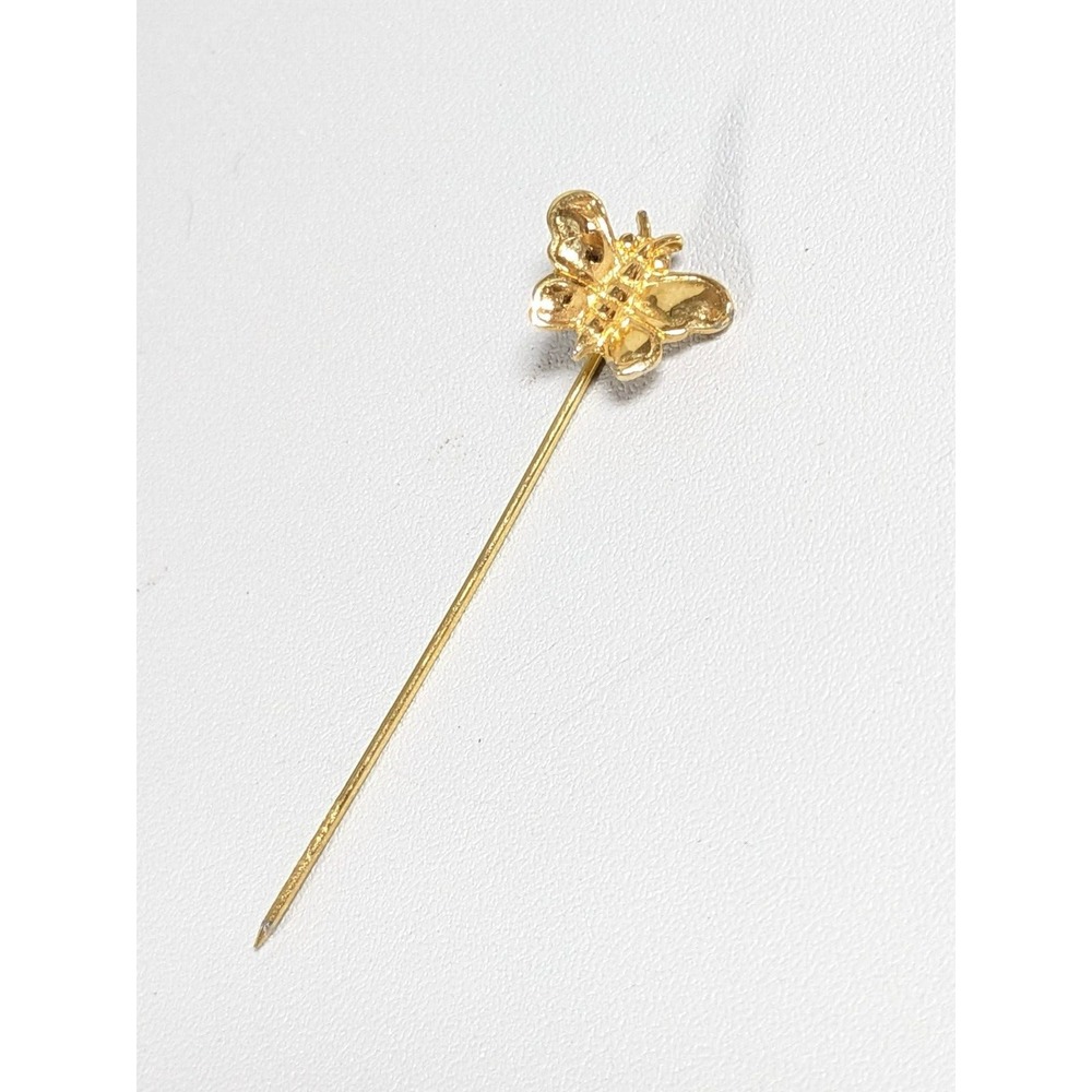 Vintage Monet Gold Tone Butterfly Stick Pin Signed Style Nature Romantic